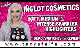 Inglot Cosmetics Sparkler Highlighters #OMG!! | Demo, Swatches, & Review | Tanya Feifel-Rhodes