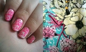 NAV ❘ White & Pink Floral Nail Stamping Art Tutorial