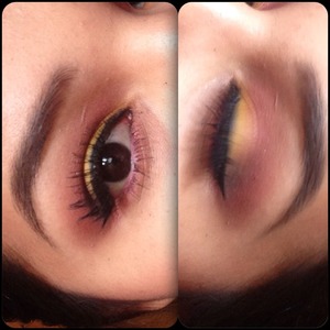 Got bored so I did this make up .. Yellow with pink .. 