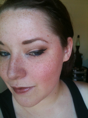 Neutral lip & shadow with an intense wing.  This was in the summer so I am really freckly.