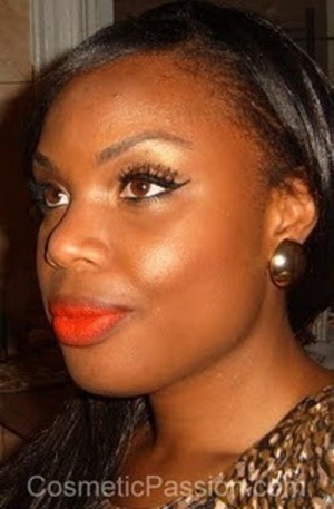"So Chaud" Orange Lips & Classic Cat Eyes! --> http://www.cosmeticpassion.com/2011/07/look-of-day-so-chaud-orange-lips.html