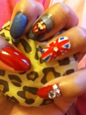 Rolling stone logo and Union Jack flag with jewels 