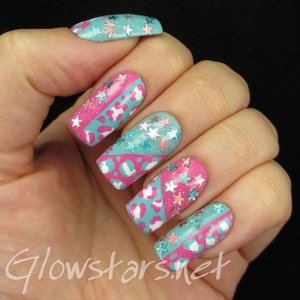 Read the blog post at http://glowstars.net/lacquer-obsession/2014/09/pastel-leopard-print-and-stars/