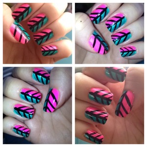 Nails inspired by YouTuber MissJenFabulous #pink #green #neon #nails 