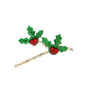 Etsy Bobby Pins Glitter Holly Mistletoe for Winter Christmas Holidays