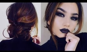 Full Coverage GOTH Makeup Tutorial! + Short Hair Braid Bun Updo!