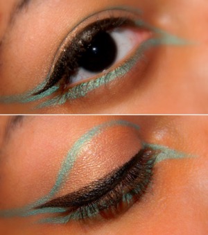"Edgy Emerald" - My experimentation with Maybelline's 24hr. "Tattoo Eyeshadow". VERY HAPPY.