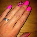 Pink Mani with cross detail 