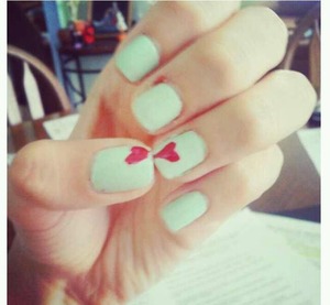 Mint with Hand Done Hearts <3