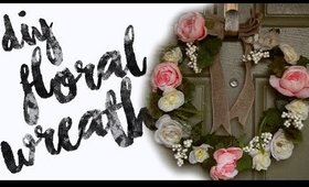 DIY FLORAL WREATH TUTORIAL! DOLLAR TREE DIY! PERFECT FOR VALENTINE'S DAY!