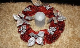 Manualidad Centro De Mesa Con Conos De Pino-DIY Pine Cone Christmas Center Piece Wreath