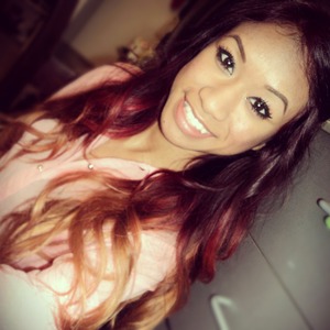 Red ombre hair color with blonde ends