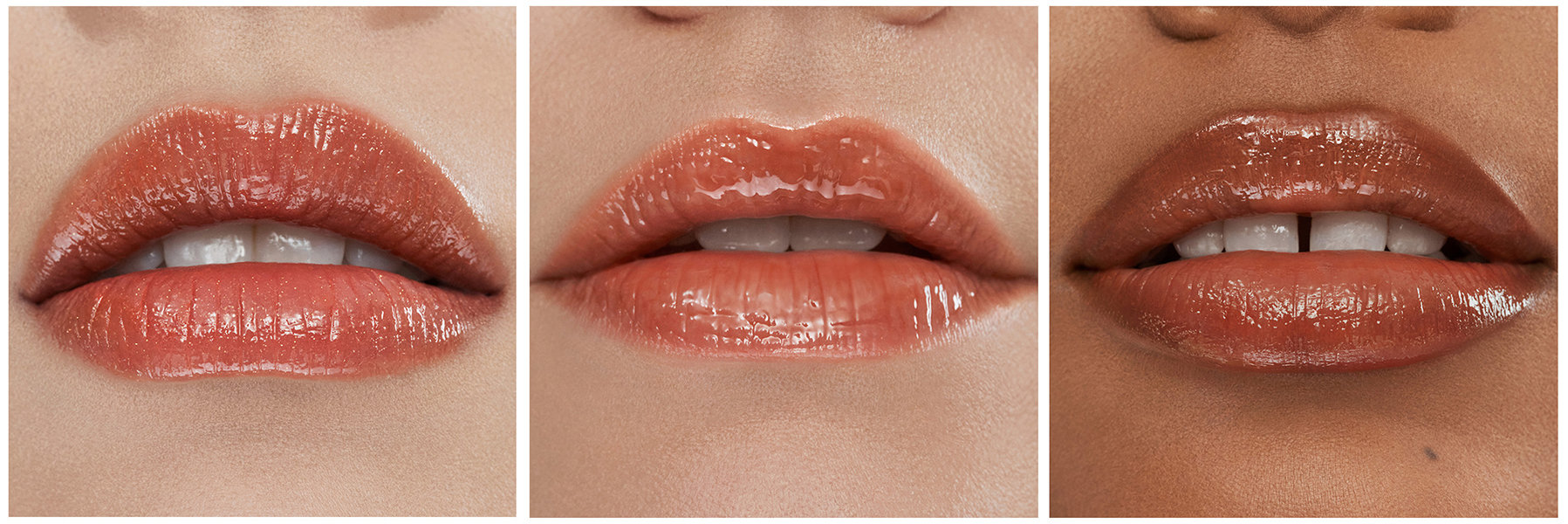 Hourglass lip models wearing the Phantom Glossy Balm in shade Mystic 150