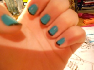 French manicure with black and turquoise! 