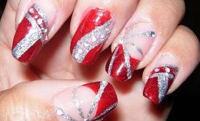 Red with Silver glitter nails!!!