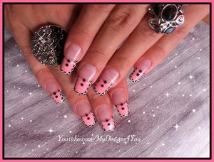 TRIBAL PINK FRENCH TIP NAIL ART INSPIRED BY MELYNE NAIL ART. 