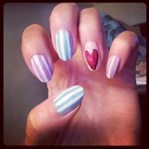 love heart and stripes hand painted