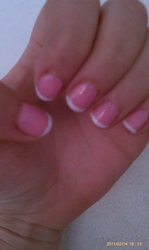 Valentines Day nails! Light pink with white tips