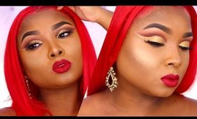 Full Face makeup tutorial - GOLD CUT CREASE - Queenii Rozenblad