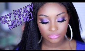 Get Ready with Me | Deep Purple Smokey Eye + Styling Best Kinky Straight Lace Wig | Makeupd0ll