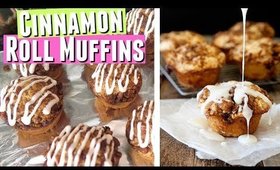 Cinnamon Bun Muffins Recipe with Pecans or Walnuts and Frosting! Easy Cinnamon Roll Muffins recipe