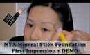 First Impression + Demo: NYX Mineral Stick Foundation | FromBrainsToBeauty