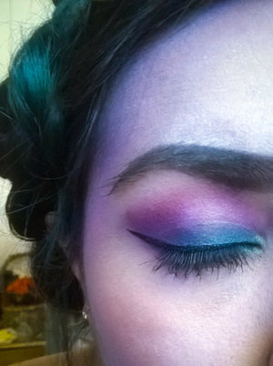 Close up of Ursula eye look.Used UD Electric Palette for eyes and face. Base is just from  WetnWild Halloween palette.