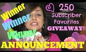 250 Subscriber Giveaway winner Announcement { The Makeup Squid }