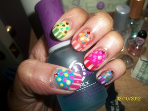 Ook soo it was my birthday awhile ago and i wanted to jazz up my hands soo i did cupcakes . Fun time . Oh i/m holding Orly top2bottom . The WORST top coat EVER . It chips -,- dont buy it