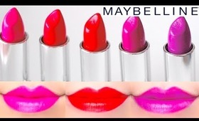 Maybelline Color Sensational Vivids Lipstick Swatches on Lips 5 colors