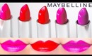Maybelline Color Sensational Vivids Lipstick Swatches on Lips 5 colors