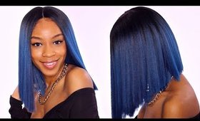 $40 Blunt Cut Bob Wig| Bobbi Boss Yara Lace Front Wig Try On►Blue