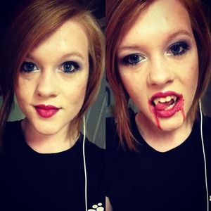 Making beautiful evening makeup and turning into a sexy vampire
