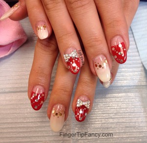 DETAILS HERE - http://fingertipfancy.com/red-white-silver-gold-nails