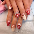 Red white silver gold nails 