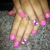 pink and white polka dot and bow