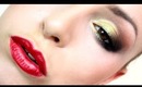 Makijaż na Randkę ( walentynkowy ) Golden Black with red lips make up