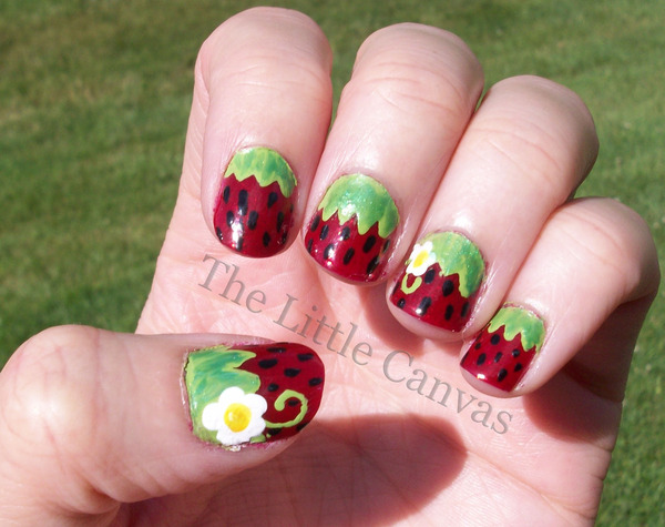 Manic Talons Nail Design: Sweet Summer Strawberries with Gelaze Strawberry  Fields