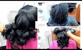 DETAILED SILK PRESS WITH MESSY CURLS ON THICK HAIR!