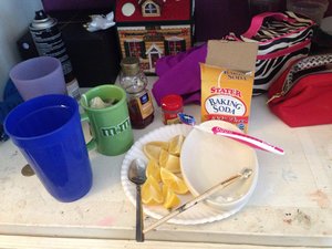 Baking soda mask, honey blackhead treatment, tea bags for under eye puffiness, lemon juice and baking soda teeth whitening, and nutmeg blackhead scrub