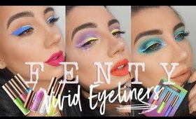 FENTY BEAUTY VIVID EYELINERS l SUMMER 2019 COLLECTION REVIEW SWATCHES + 3 LOOKS