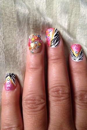 Light pink and zebra with gems 