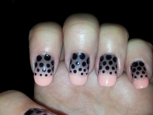 sponged hombe nails with black dots