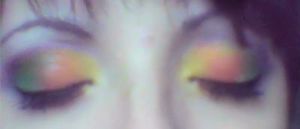 Rainbow eyes:
NYC eyeshadow all colors
Rimmel mascara
E.l.f gel eyeliner