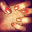 Tangerine with "gold leaf" nails