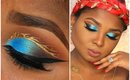 Cut crease teal and a pop of gold Make up Tutorial - Queenii Rozenblad