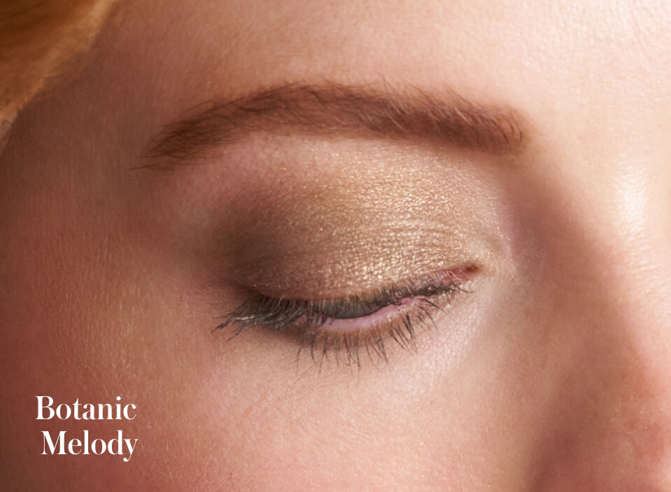 Model wearing the shade Botanic Melody from the rms beauty Celestial Dream ReDimension Hydra Eyes Quartet