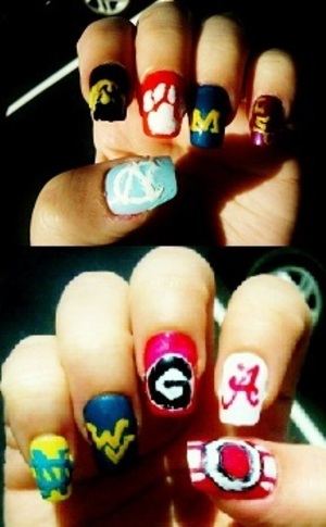 Collage Football Nails