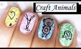 CRAFT ANIMAL STAMPING NAIL ART DESIGN TUTORIAL FOR SHORT NAILS BEGINNERS EASY SIMPLE DIY HOME MADE