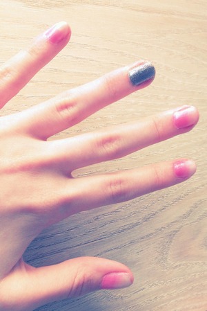 pink and cream color nail polish 